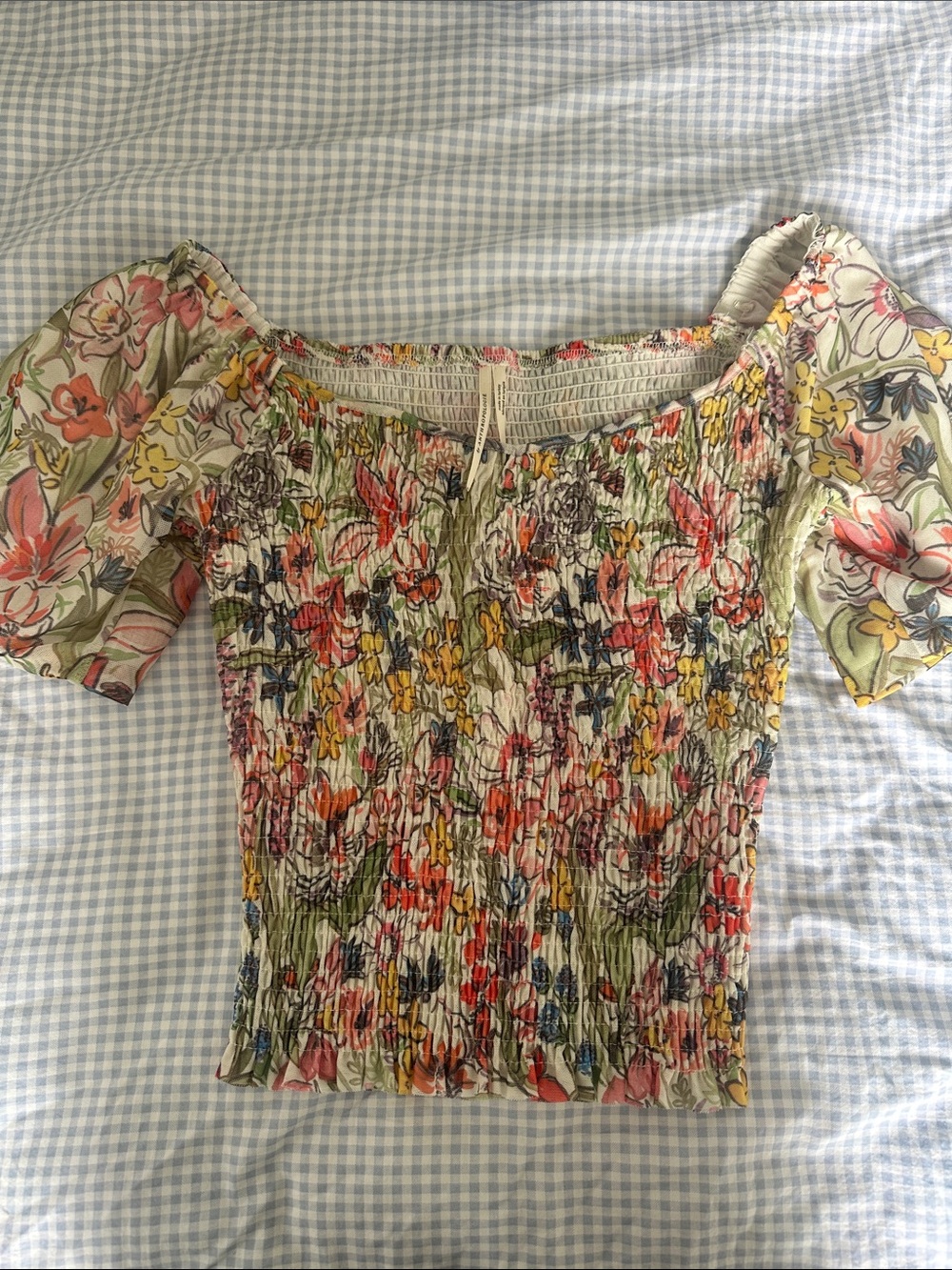Anthropologie Floral Smocked Top | S
